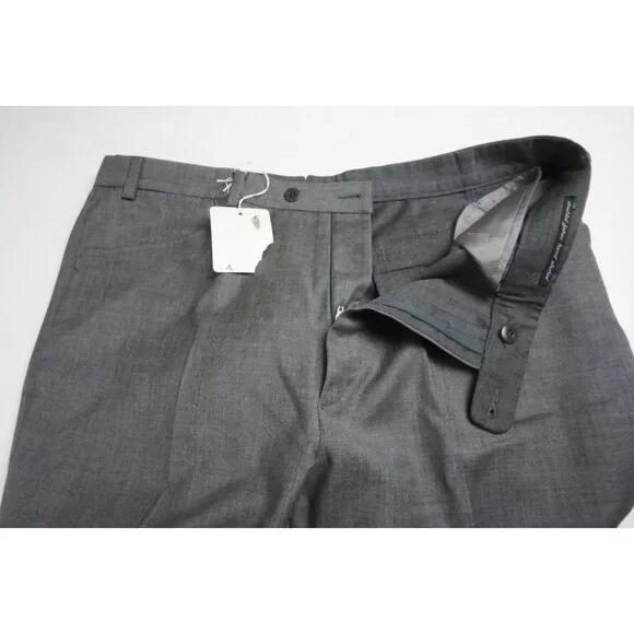 Zanella Double Hand Stitched Fabric Gray Wool Mens Pants Trousers Sz 52 EU NEW